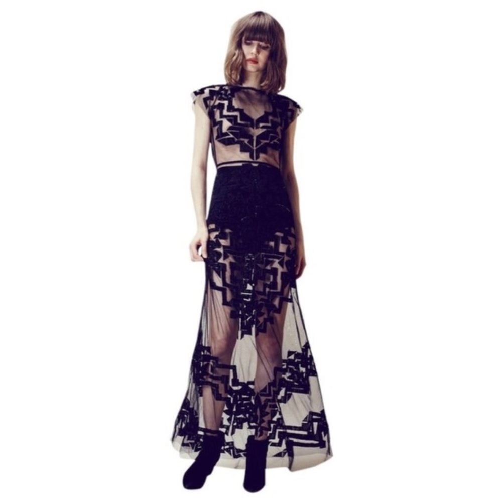 For Love And Lemons Black Vienna Maxi Dress Sz Small - Picture 2 of 6